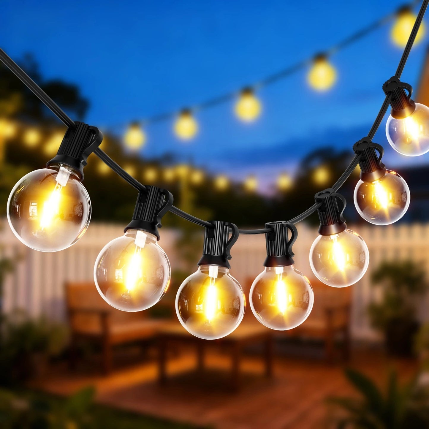 Outdoor LED String Lights, 20m, 30 Bulbs, 9 Modes