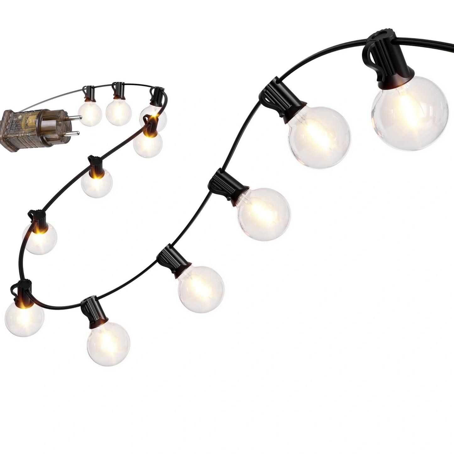 Outdoor LED String Lights, 20m, 30 Bulbs, 9 Modes