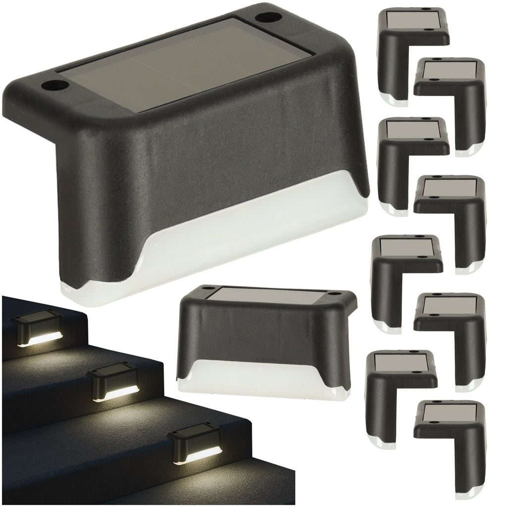 Outdoor Solar LED Stair Lights, Dusk Sensor, 8-Pack