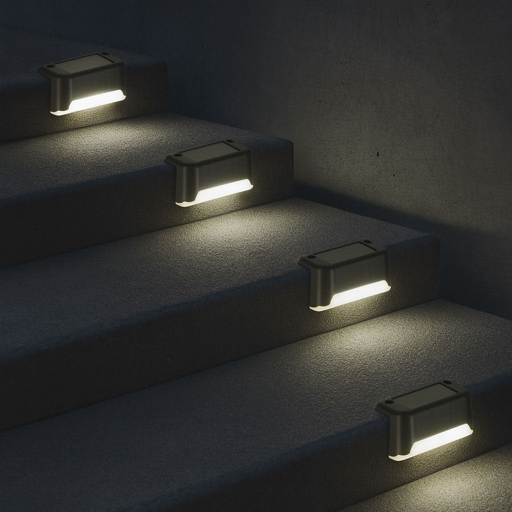 Outdoor Solar LED Stair Lights, Dusk Sensor, 8-Pack