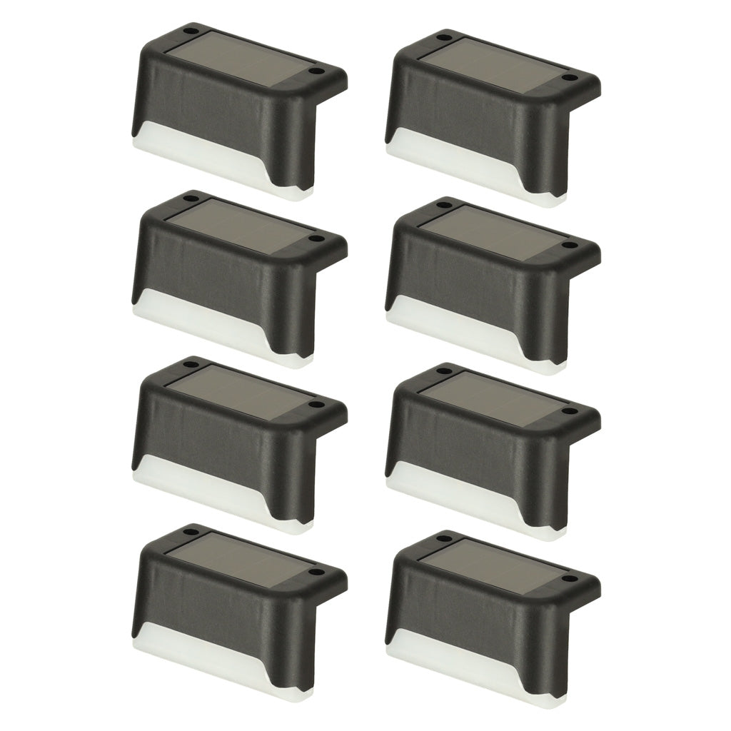 Outdoor Solar LED Stair Lights, Dusk Sensor, 8-Pack