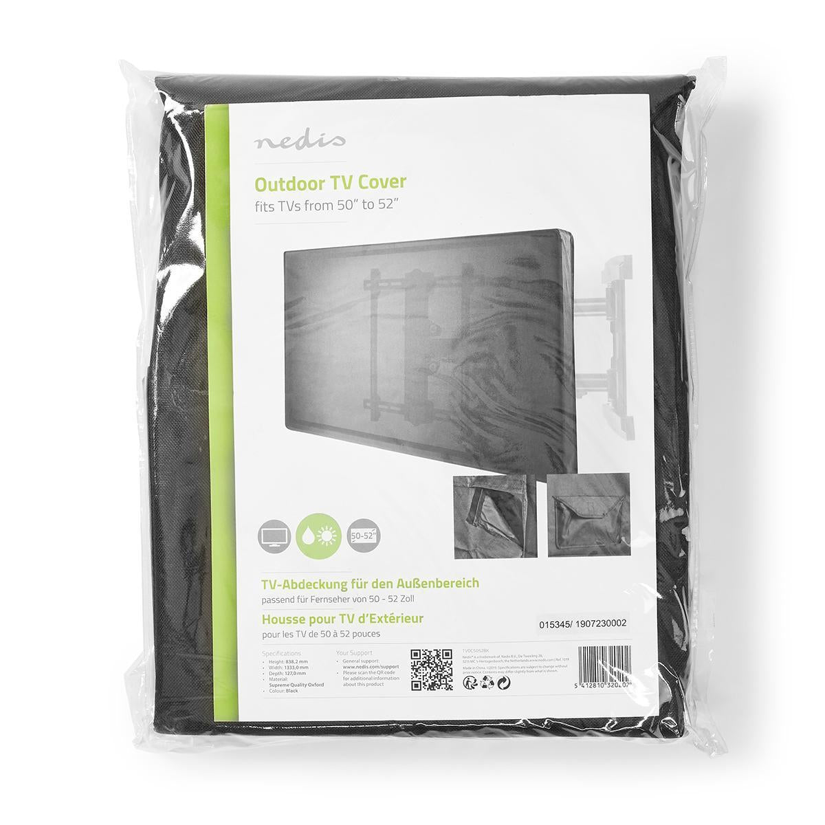 Outdoor TV protection | Screen size: 50 - 52 " | Highest quality Oxford | Black