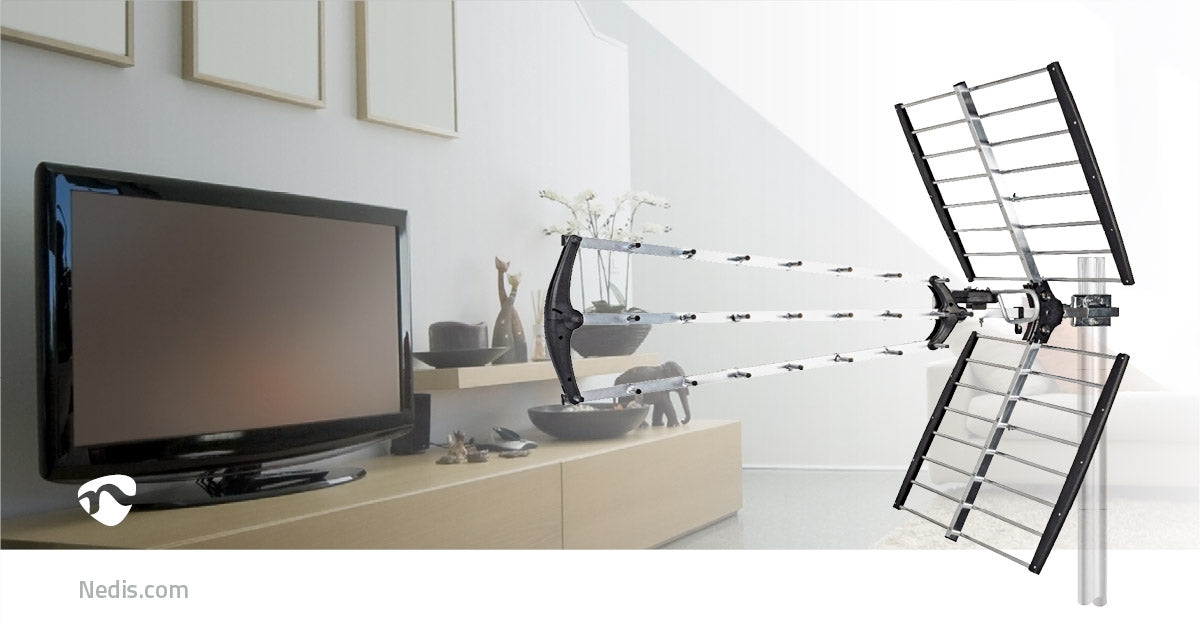 Outdoor antenna | UHF | Reception area: ≥50 km | LTE700 | Gain: 18 dB | 75 Ohm | Antenna length: 1060 mm | Aluminum