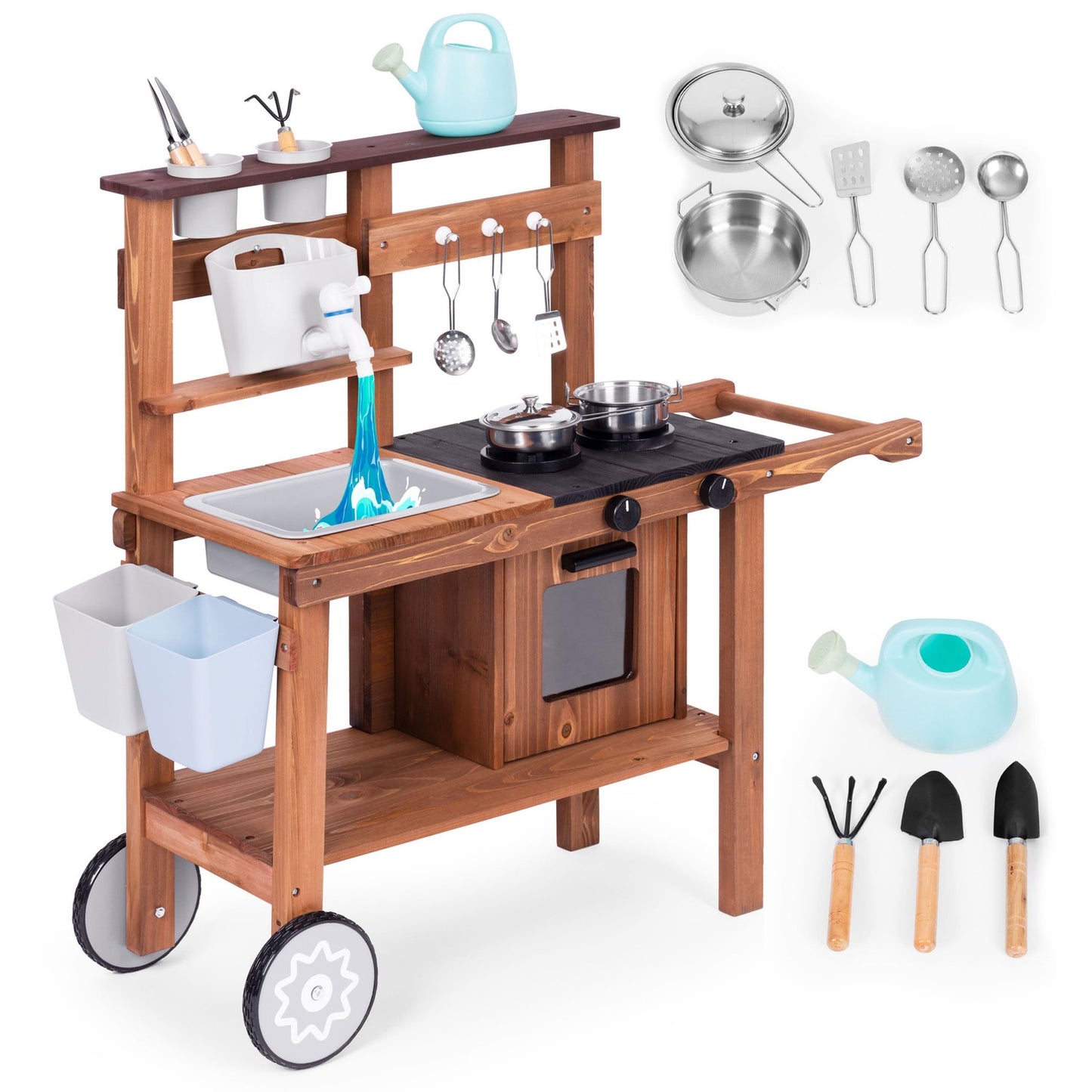 Outdoor mud kitchen for children with accessories fir wood ECOTOYS