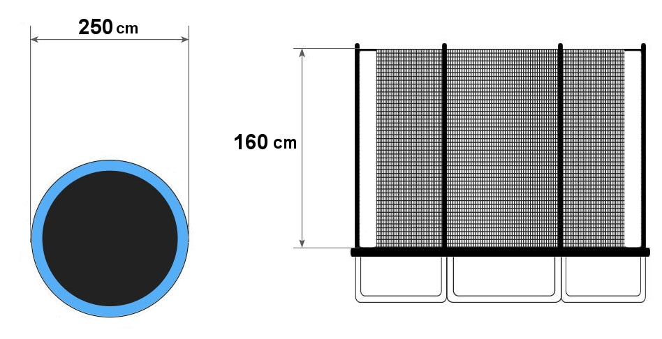 Outdoor trampoline net 244-250cm 8FT/6 posts
