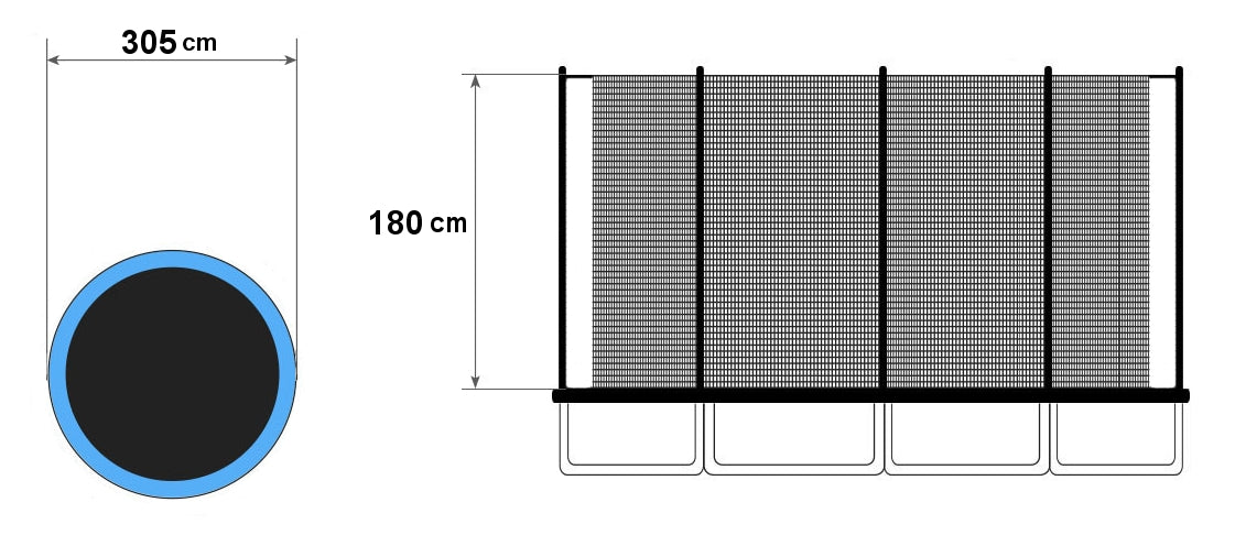 Outdoor trampoline safety net 305cm 10ft/8