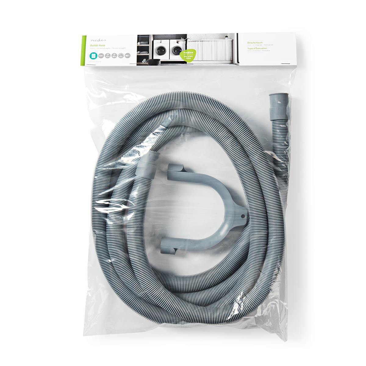Outlet hose | 21mm | 19mm | 1.5 Bar | 90 °C | 3.00 m | Usage: Dish / Washing machine | Gray