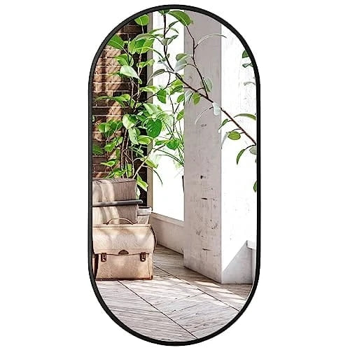Oval Mirror, Black Frame, 100x50 cm