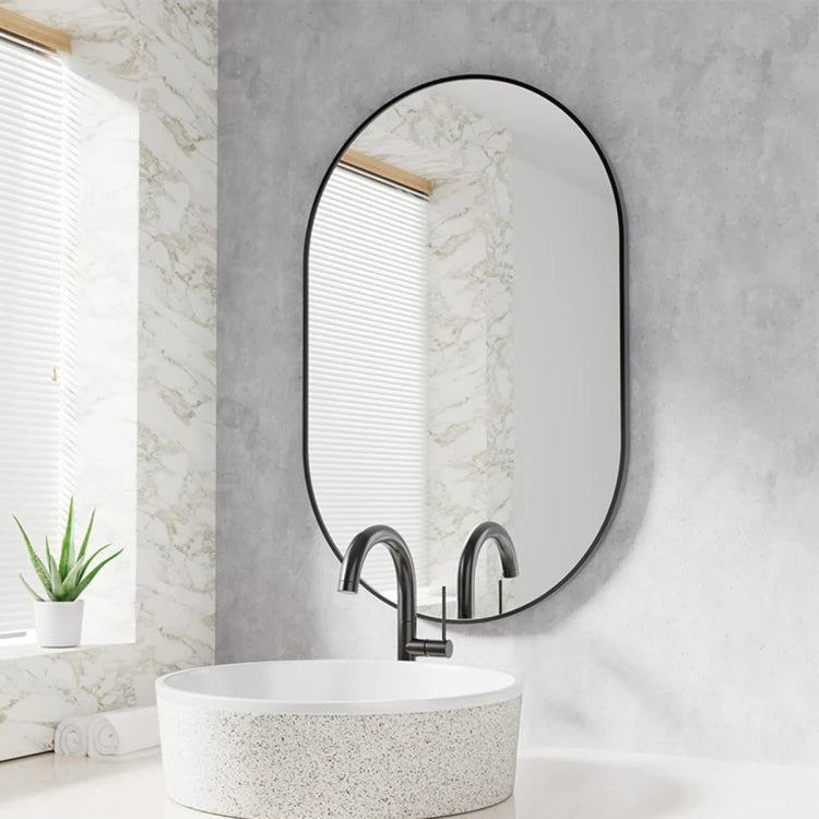 Oval Mirror, Black Frame, 100x50 cm