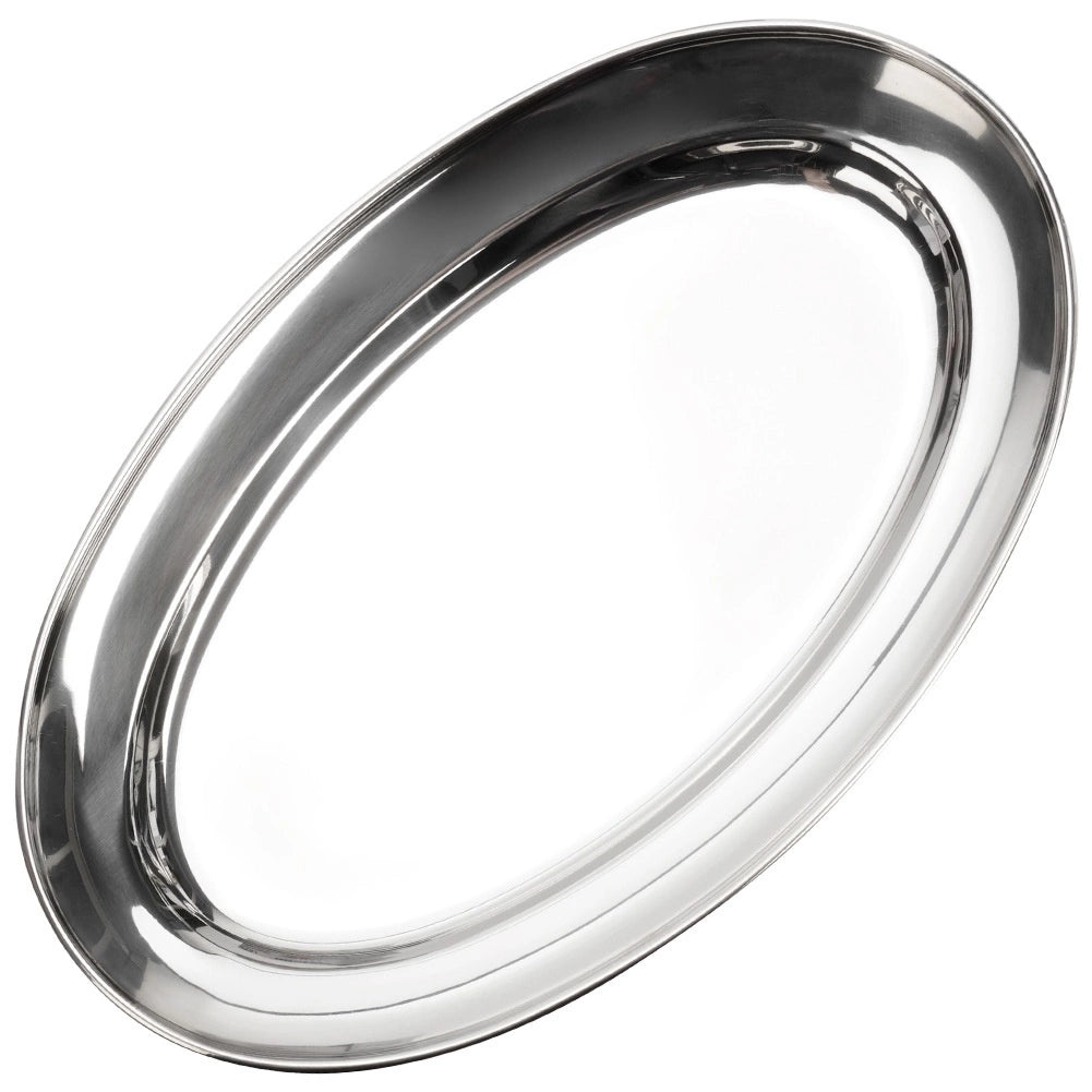 Oval Stainless Steel Serving Platter, 29x18 cm