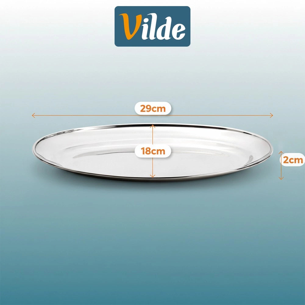 Oval Stainless Steel Serving Platter, 29x18 cm
