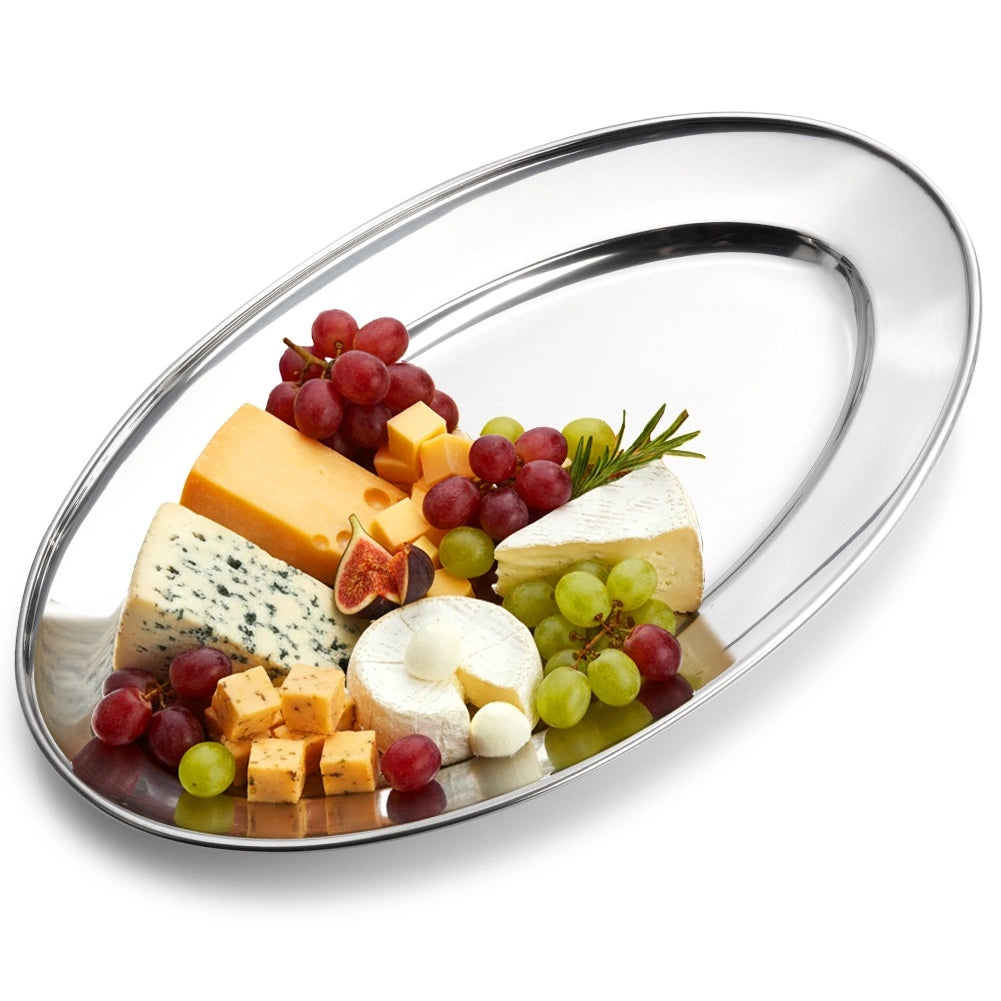 Oval Stainless Steel Serving Platter 34x21.5 cm