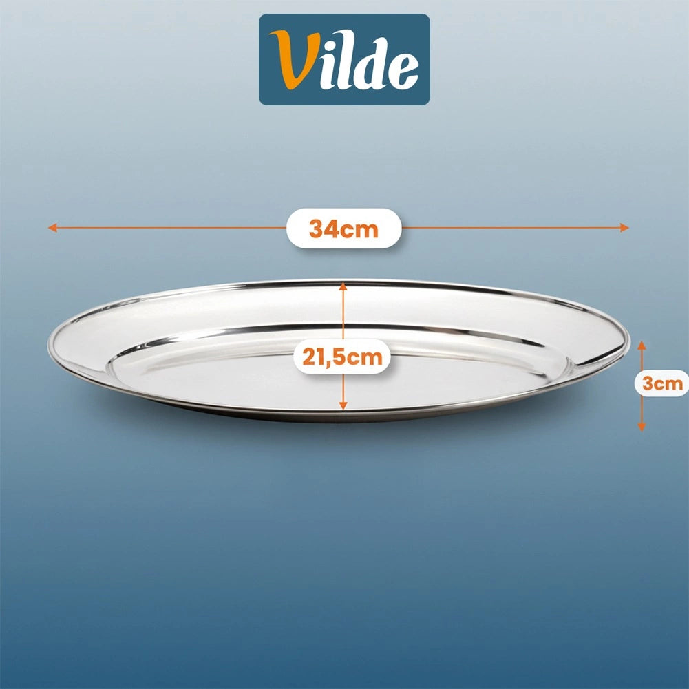 Oval Stainless Steel Serving Platter 34x21.5 cm