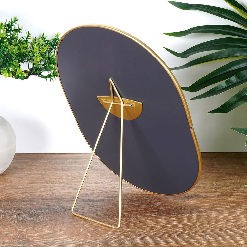 Oval Vanity Mirror on Stand in Golden Metal