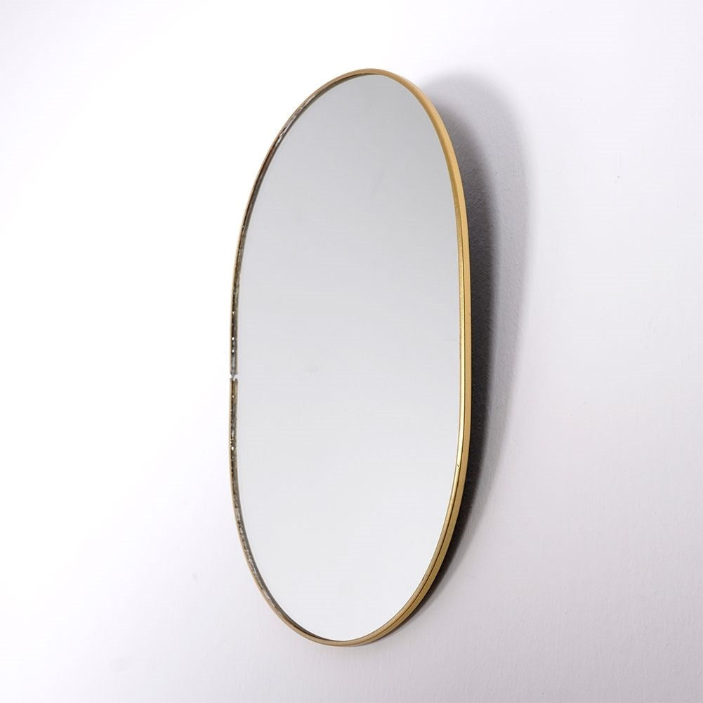 Oval Vanity Mirror on Stand in Golden Metal