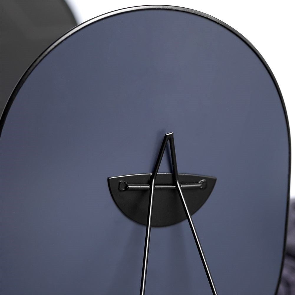 Oval Vanity Mirror on Stand with Black Metal Frame