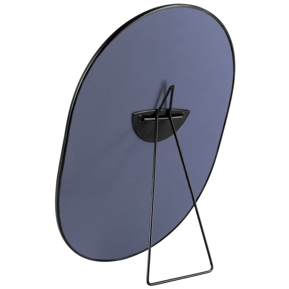 Oval Vanity Mirror on Stand with Black Metal Frame