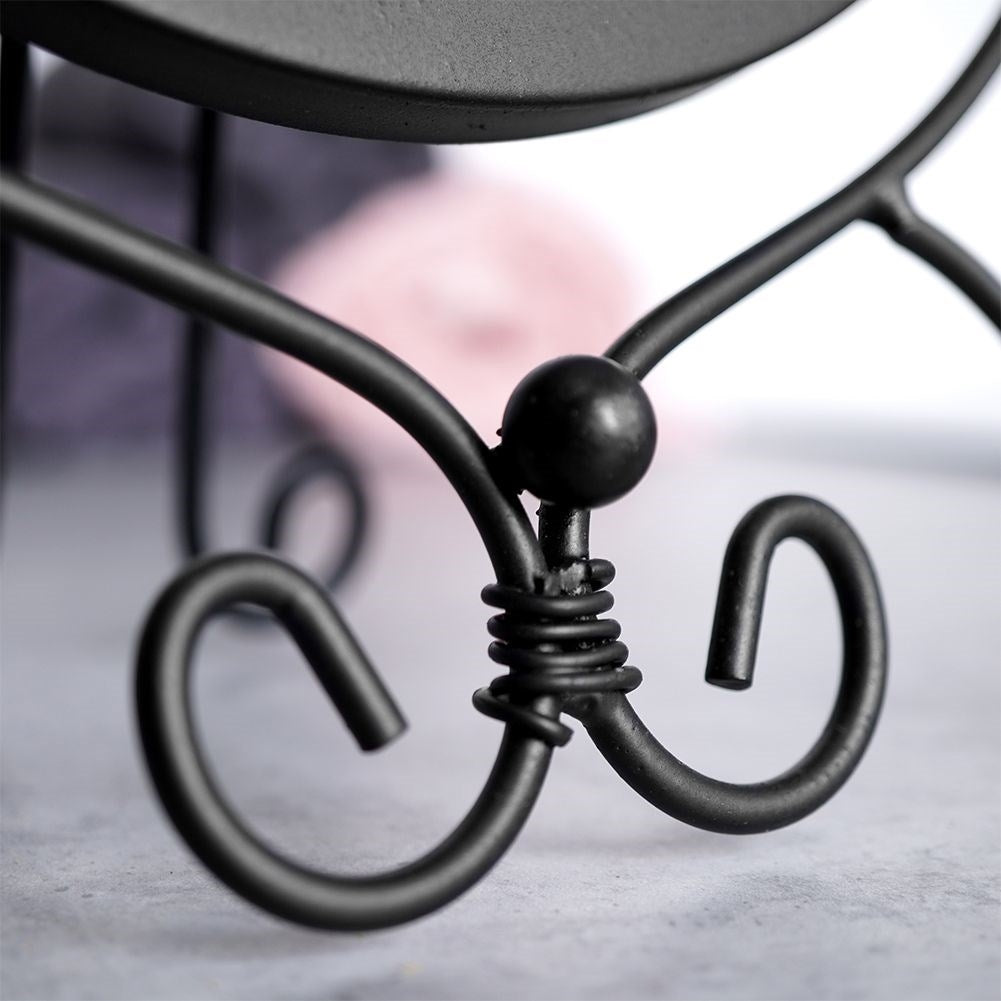 Oval Vanity Mirror with Robust Stand and Black Metal Frame