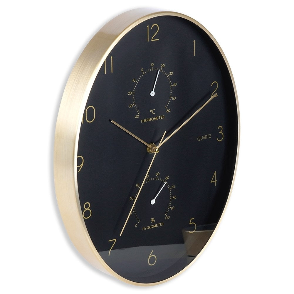 Oval Wall Clock with Thermometer and Hygrometer 27x34.5 cm