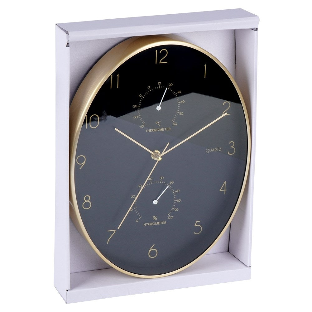 Oval Wall Clock with Thermometer and Hygrometer 27x34.5 cm