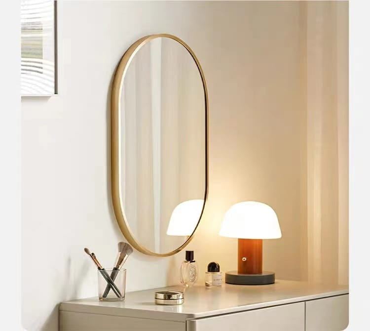 Oval Wall Mirror 100x50 cm – Gold Aluminum Frame