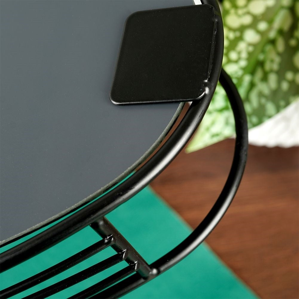 Oval mirror tray for candles - 35x18 cm black metal