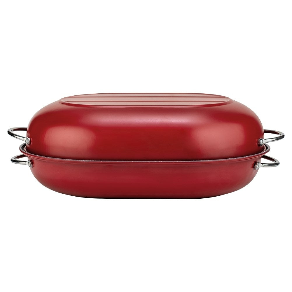 Oval oven form with non-stick granite coating and lid