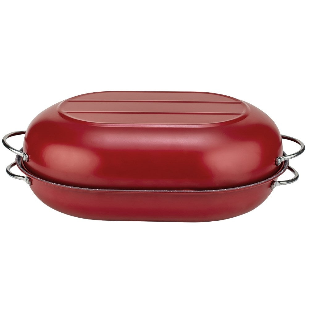 Oval oven form with non-stick granite coating and lid