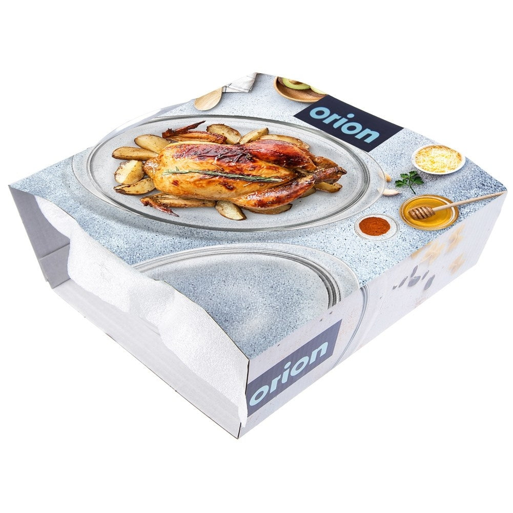 Oval ovenproof glass dish with lid for baking and gratin