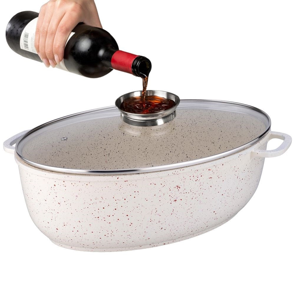 Oval oven shape with granite-like non-stick coating