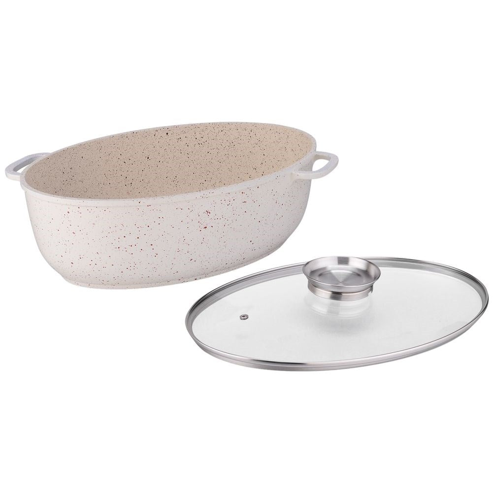Oval oven shape with granite-like non-stick coating