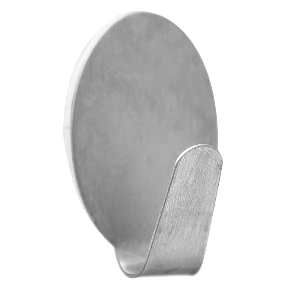 Oval self-adhesive hook in matt stainless steel for small towels