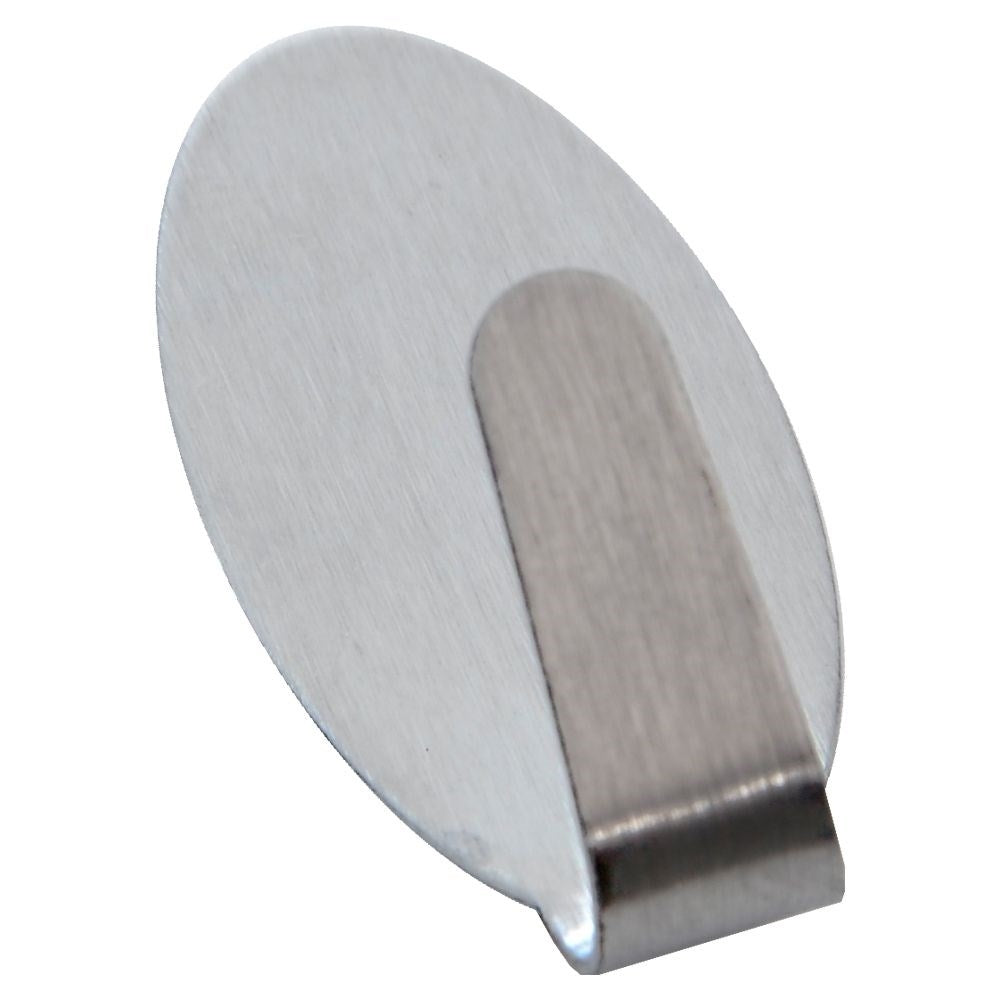 Oval self-adhesive hook in matt stainless steel for small towels