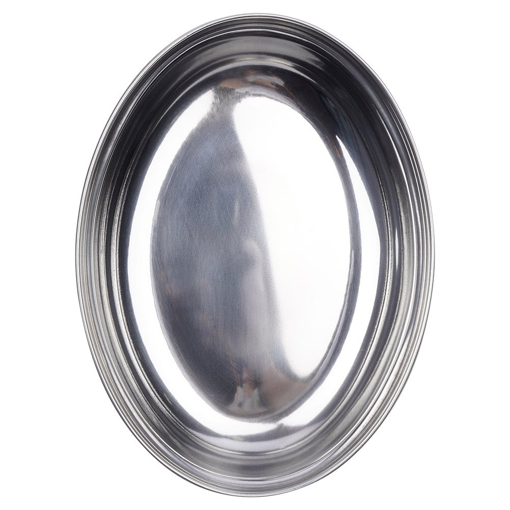 Oval serving bowl in high-gloss stainless steel
