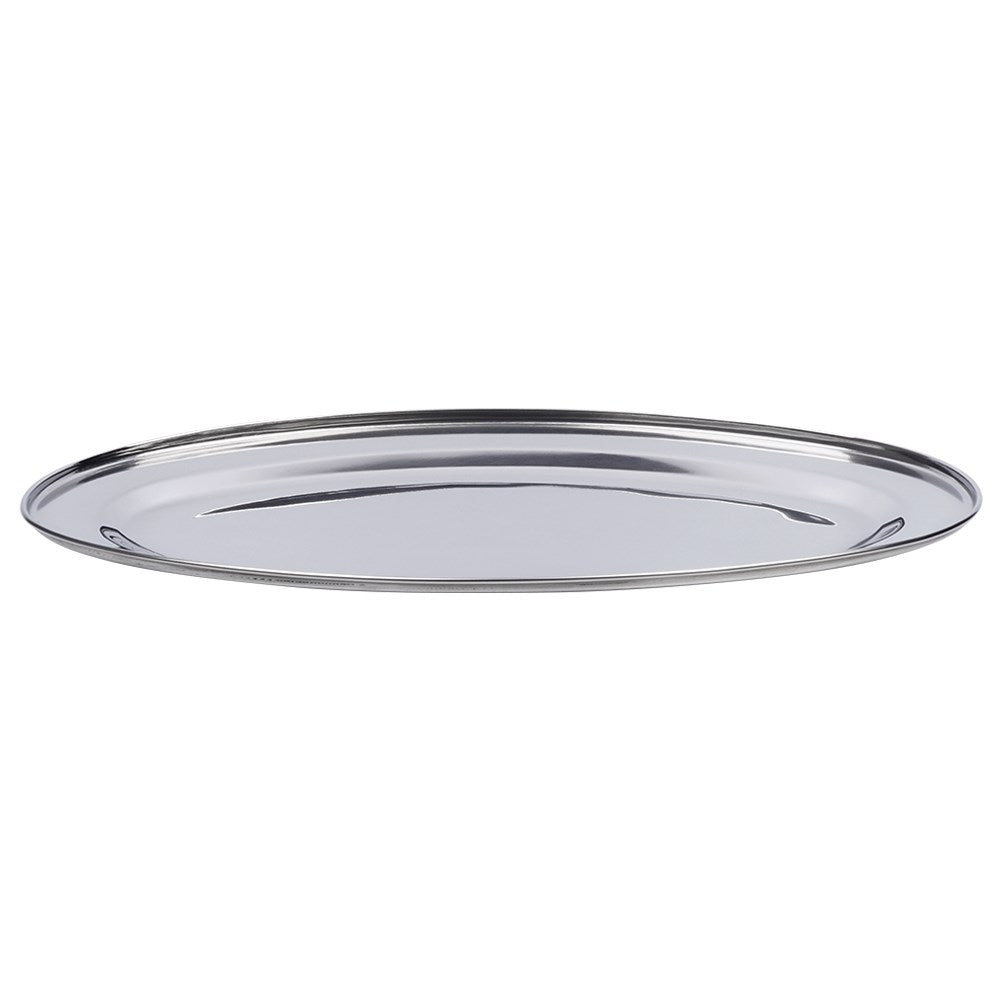 Oval serving tray in stainless steel for all dishes