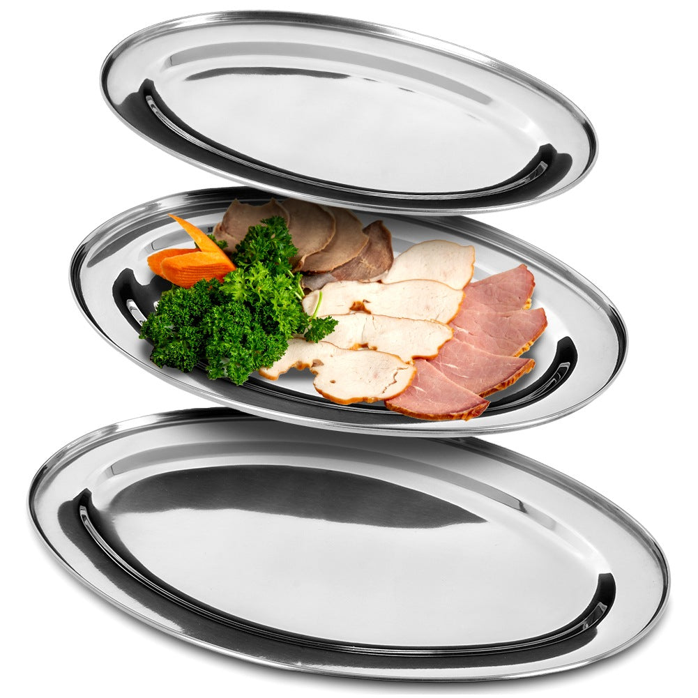 Oval steel platter 3 pcs.