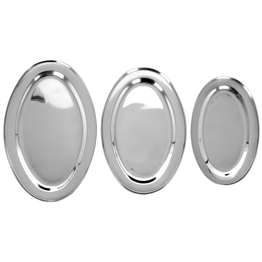Oval steel platter 3 pcs.