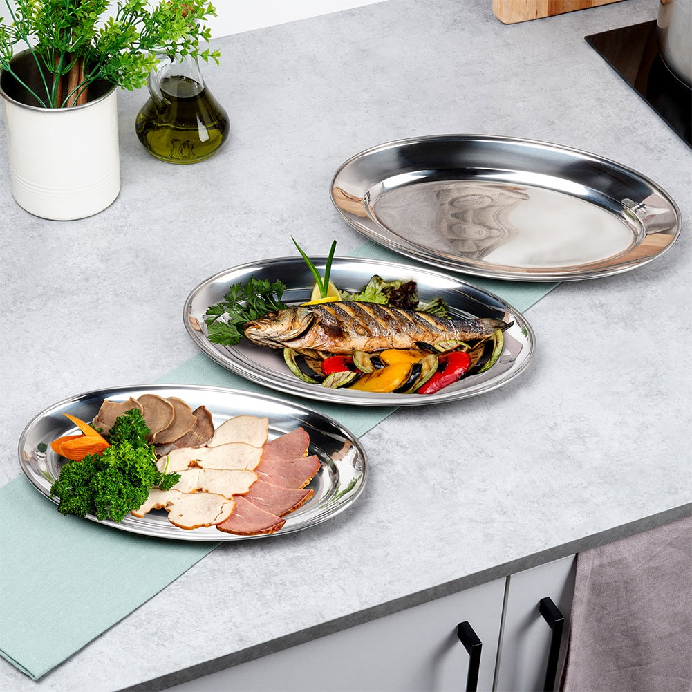 Oval steel platter 3 pcs.