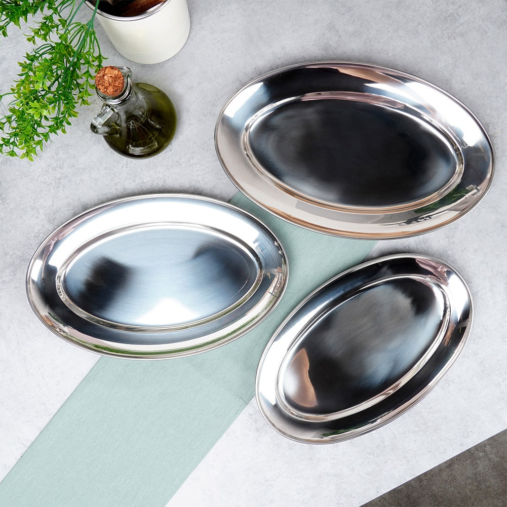 Oval steel platter 3 pcs.