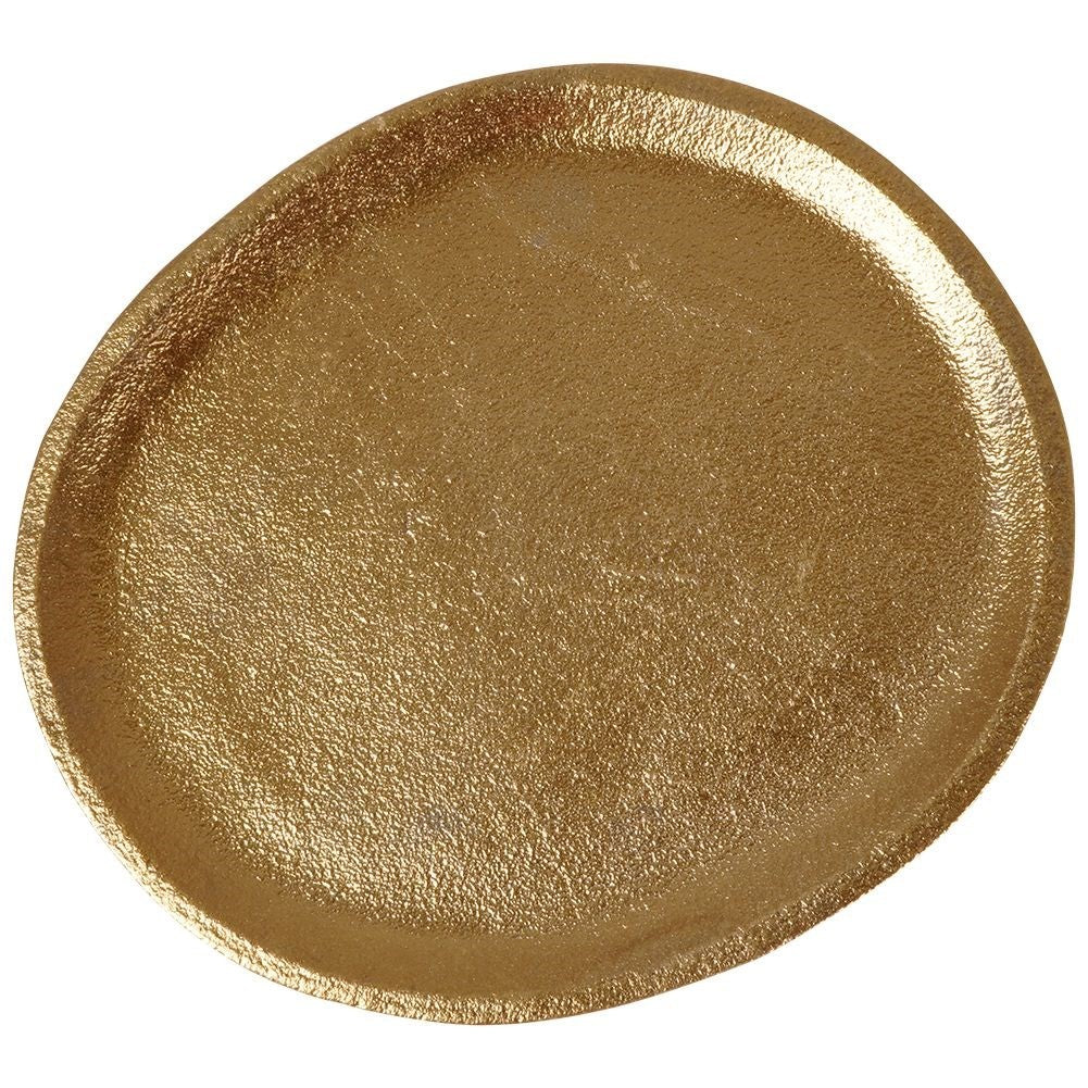 Oval tray for decoration and light, gold aluminium