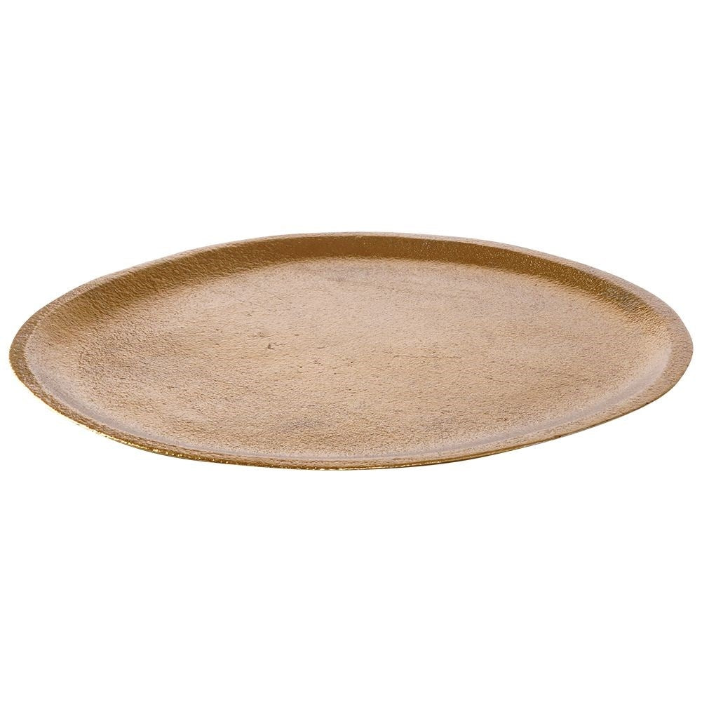 Oval tray for decoration and light, gold aluminium