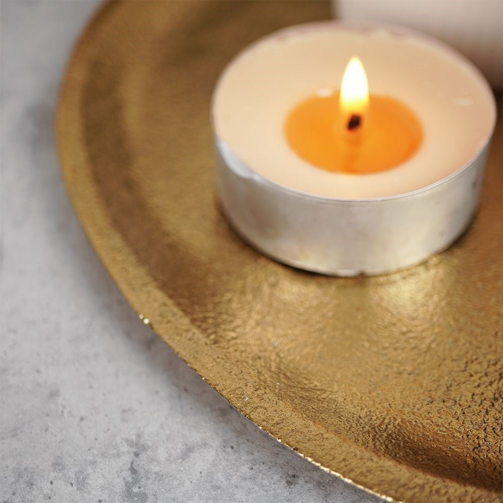 Oval tray for decoration and light, gold aluminium