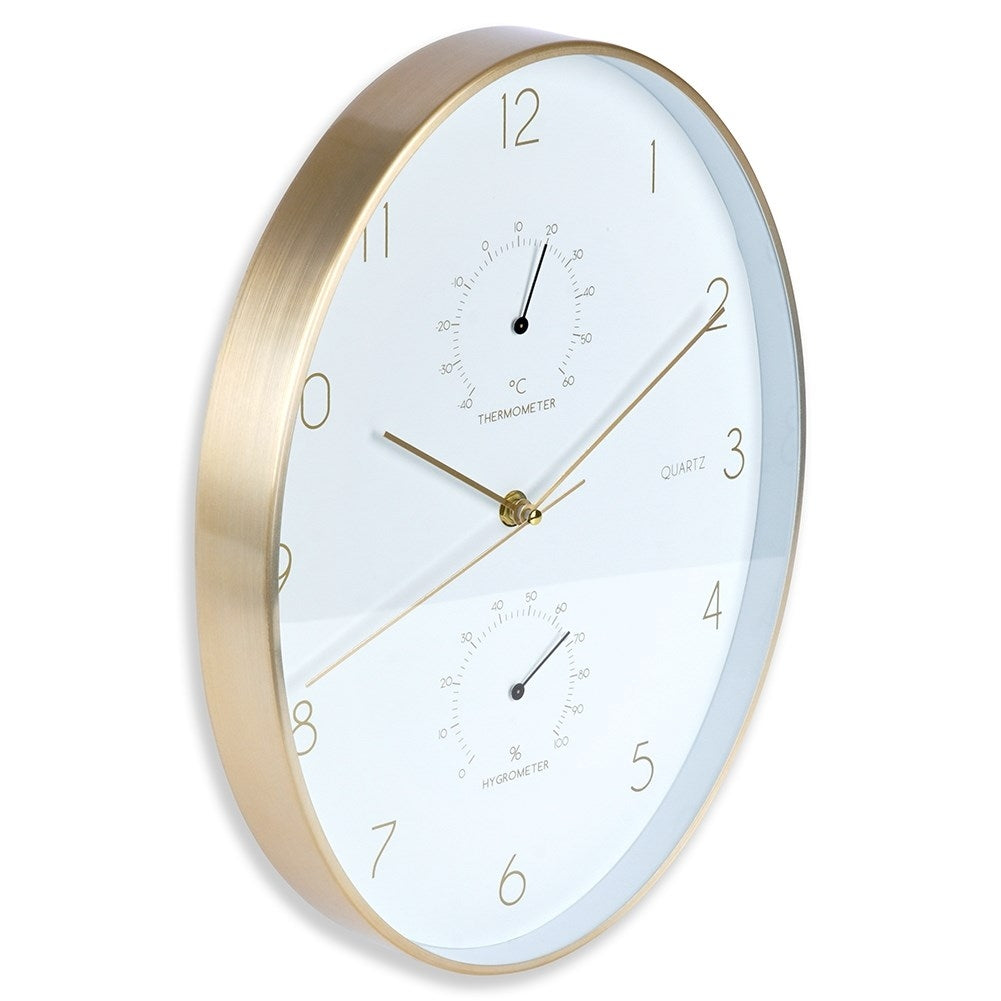 Oval wall clock 27x34.5 cm with thermometer and hygrometer