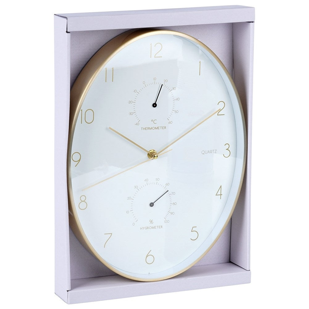 Oval wall clock 27x34.5 cm with thermometer and hygrometer