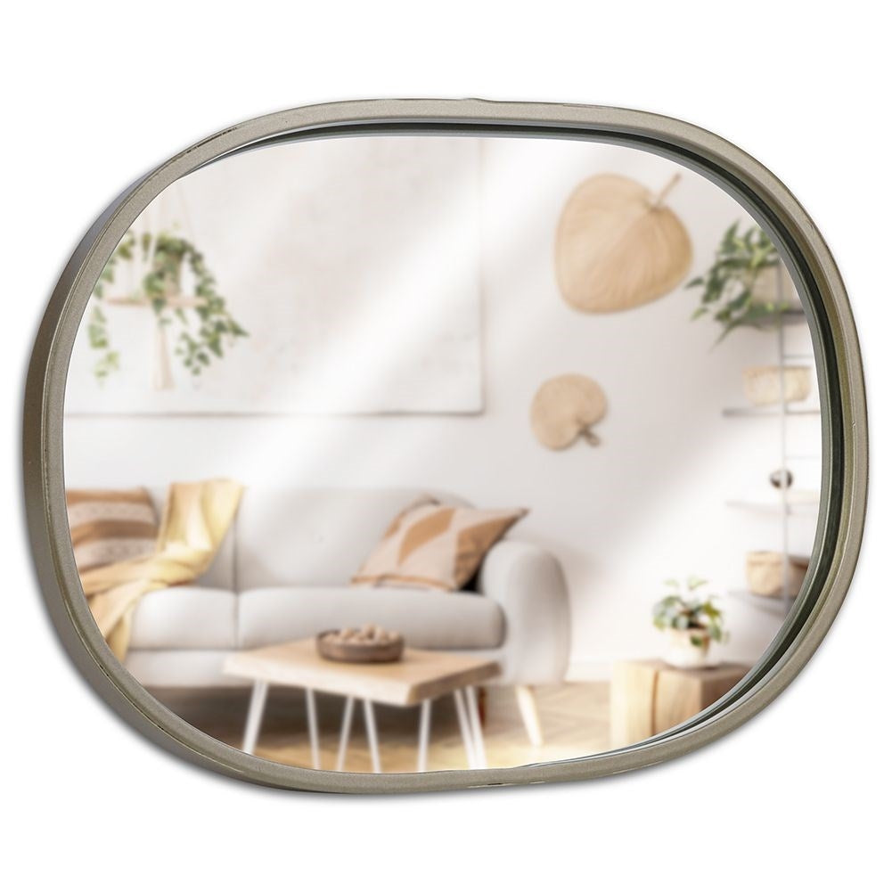 Oval wall mirror with champagne gold frame - elegant detail