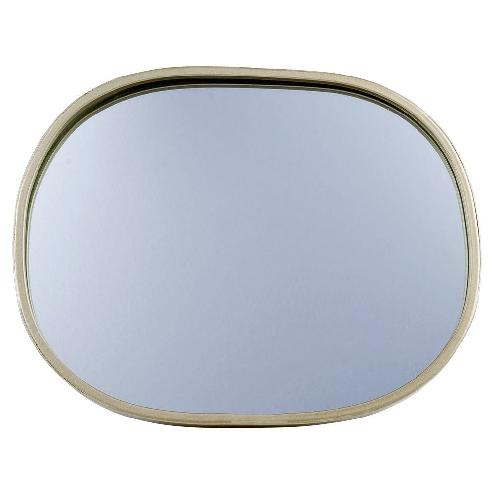 Oval wall mirror with champagne gold frame - elegant detail