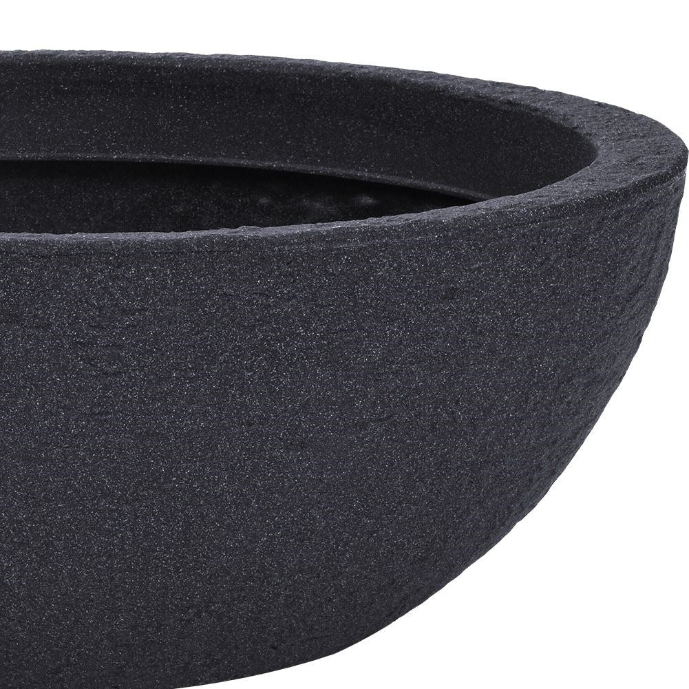 Oval weatherproof plastic pot imitating stone for outdoor use
