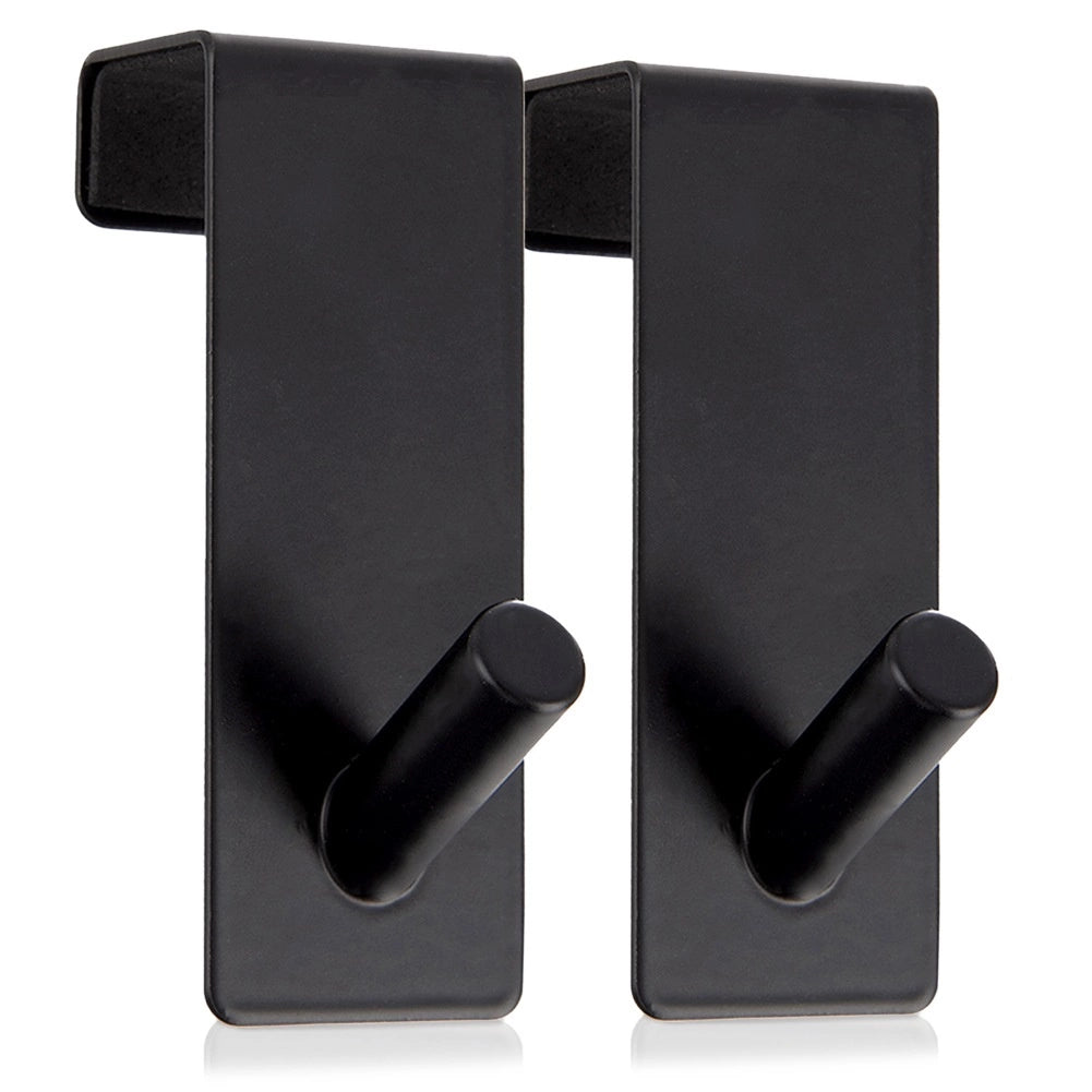 Over Door Metal Hooks, Black, 3x5x8 cm, Set of 2