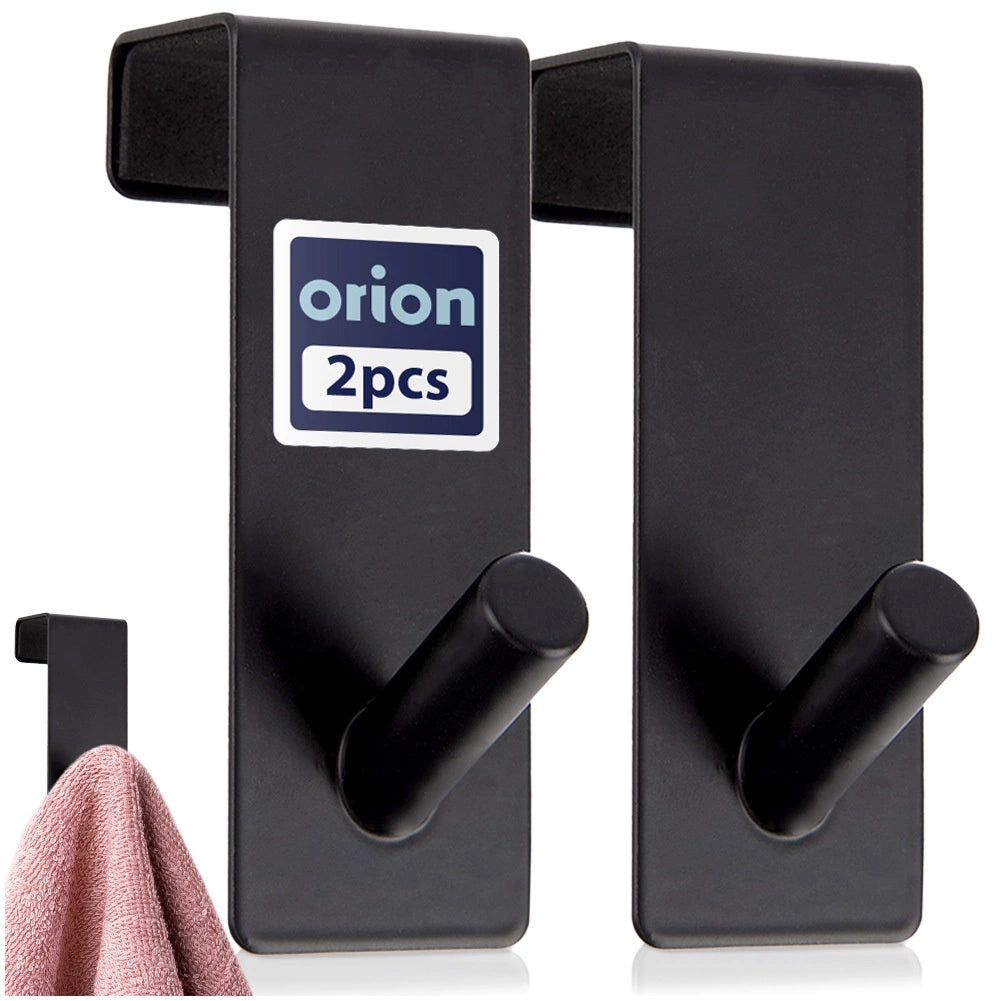 Over Door Metal Hooks, Black, 3x5x8 cm, Set of 2