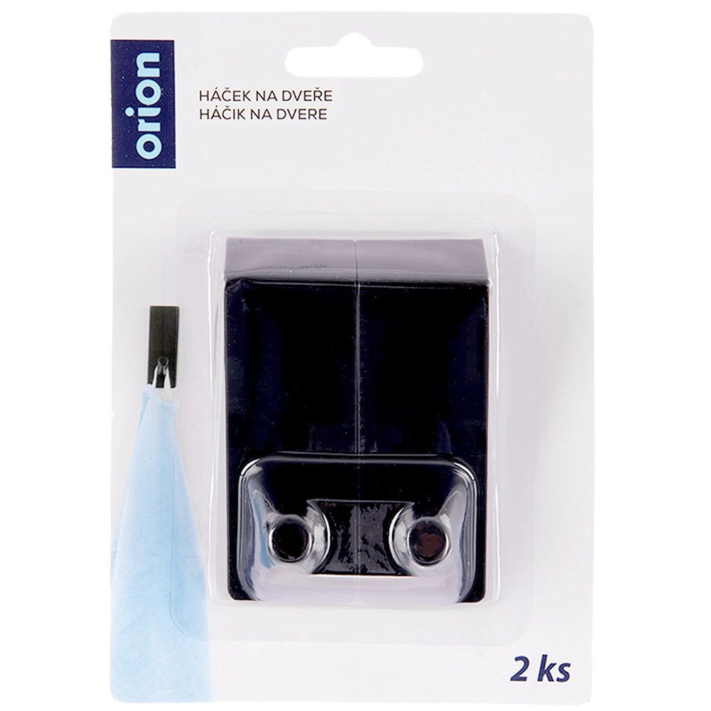 Over Door Metal Hooks, Black, 3x5x8 cm, Set of 2